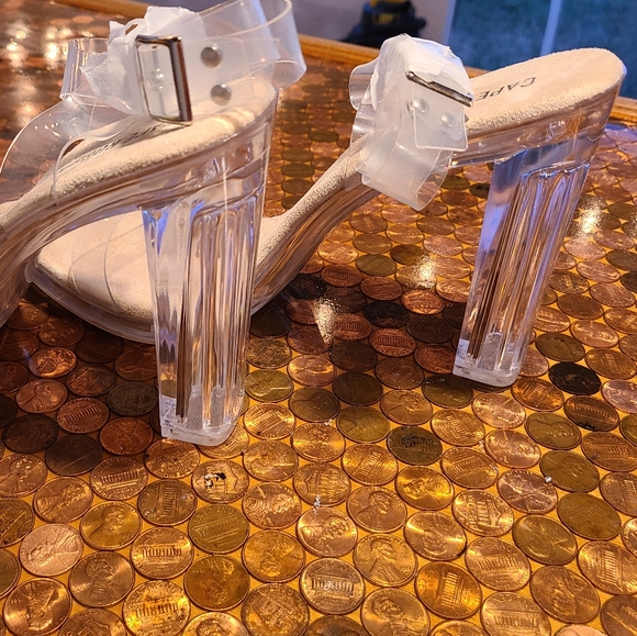 RIESLING TRANSPARENT CHUNKY BLOCK HIGH HEEL ANKLE - Picture 3 of 5